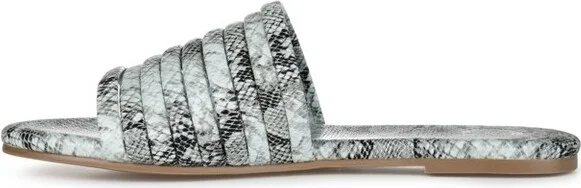 Brinley Co. Women's Multi Strap Slide Black/White - Image 2