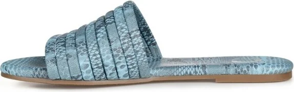 Brinley Co. Women's Multi Strap Slide Black/White - Image 3