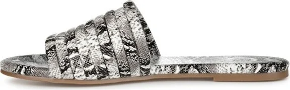 Brinley Co. Women's Multi Strap Slide Black/White - Image 4