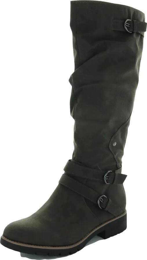 Brinley Womens Faux Leather Tall Knee-High Boots