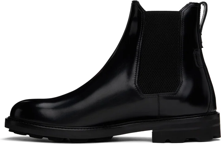 Brioni Black Oiled Calf Leather Chelsea Boots - Image 3