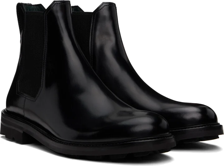 Brioni Black Oiled Calf Leather Chelsea Boots - Image 4