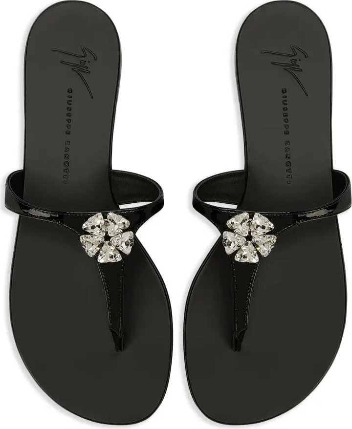 Brionne crystal-embellished leather sandals - Image 4