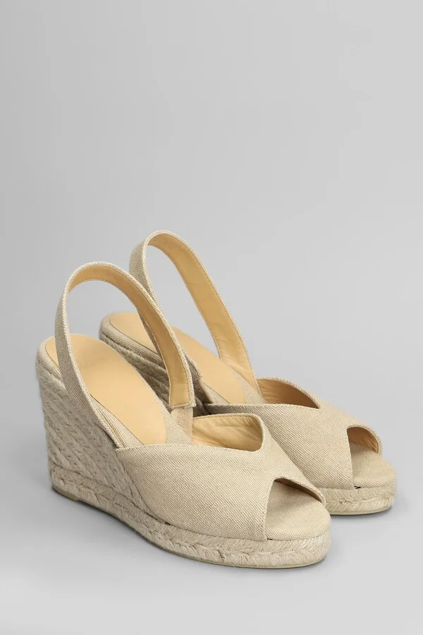 Brisa-8-002 Wedges In Beige Canvas - Image 2