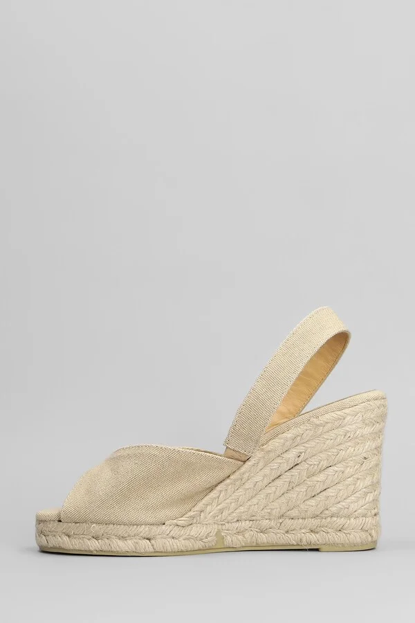 Brisa-8-002 Wedges In Beige Canvas - Image 3