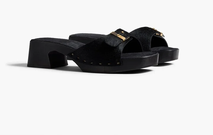 Britt Clog in Black Haircalf - Image 2