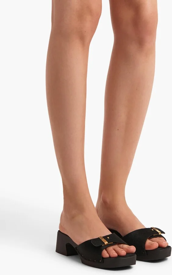 Britt Clog in Black Haircalf - Image 4