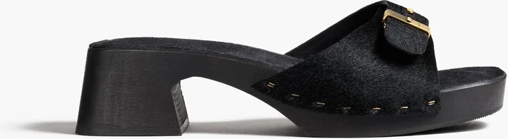 Britt Clog in Black Haircalf