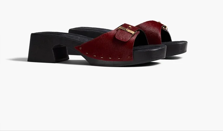 Britt Clog in Cherry Haircalf - Image 2