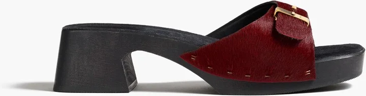 Britt Clog in Cherry Haircalf