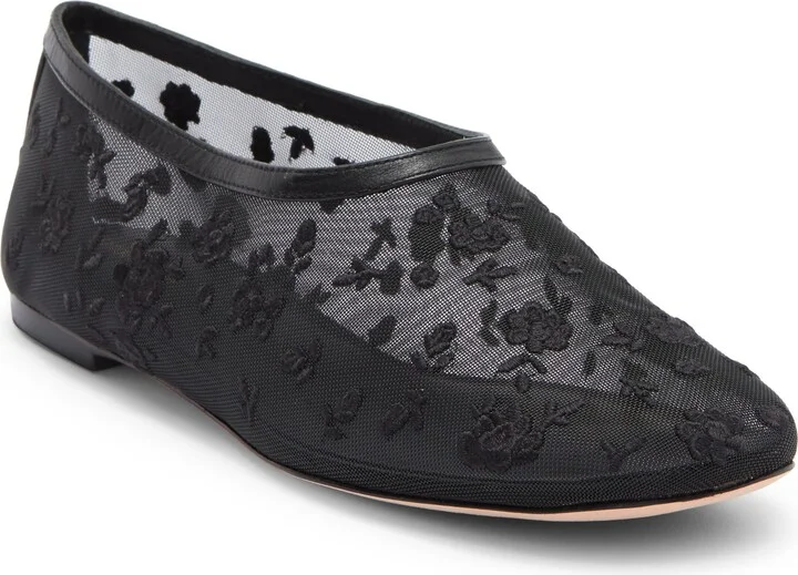 BLACK EMBROIDERED MESH