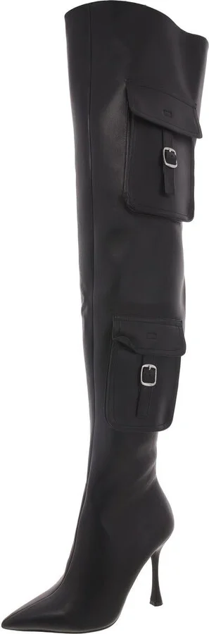 Brittany Womens Buckle Pumps Thigh-High Boots