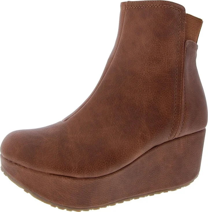 Brittany Womens Wedge Round Toe Mid-Calf Boots