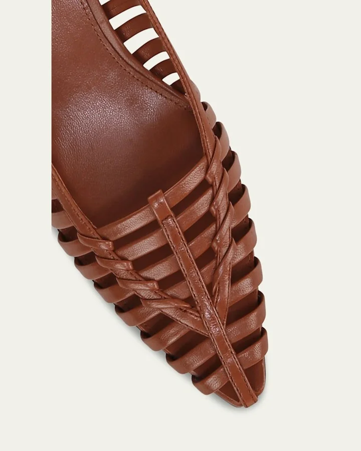 Britte Caged Leather Kitten Pumps - Image 2