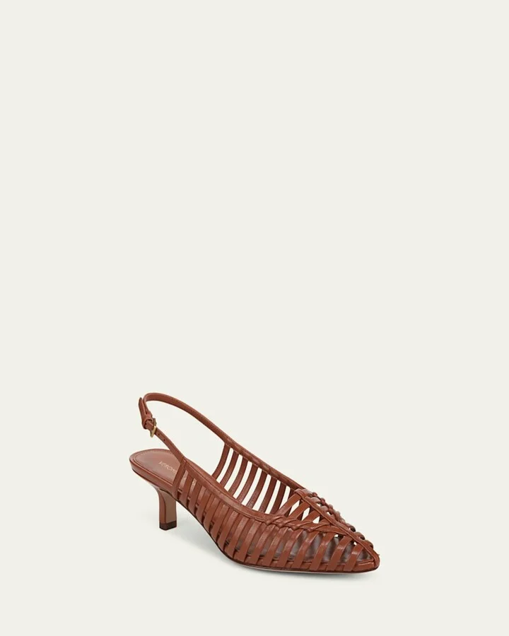 Britte Caged Leather Kitten Pumps - Image 3