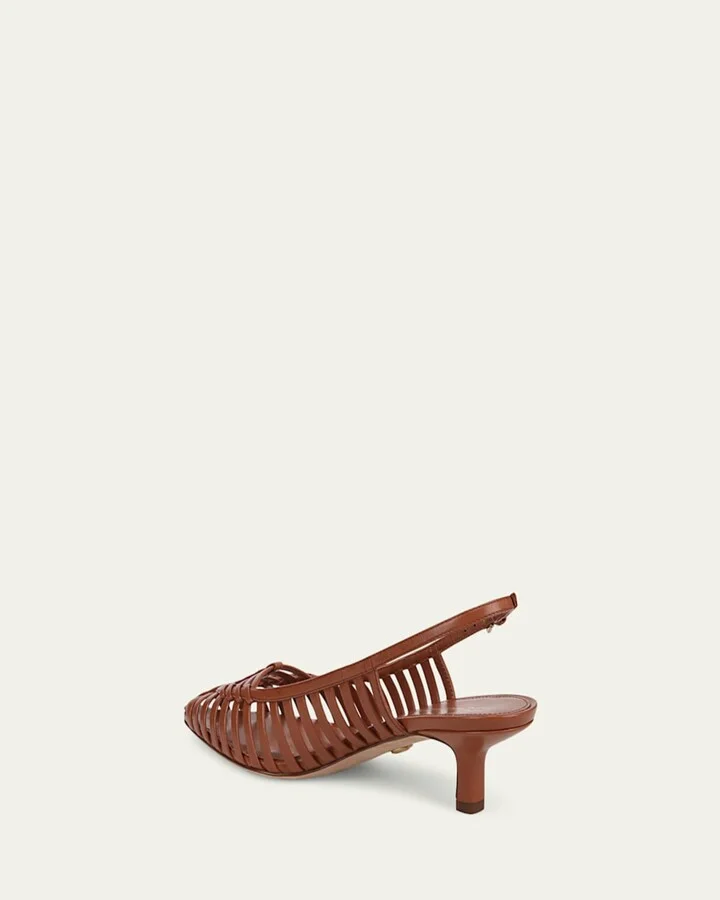Britte Caged Leather Kitten Pumps - Image 4