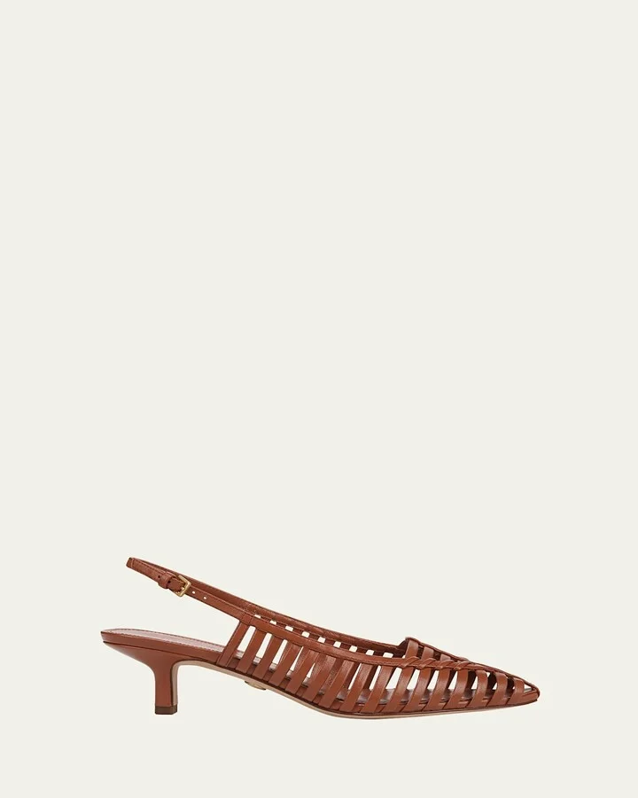 Britte Caged Leather Kitten Pumps