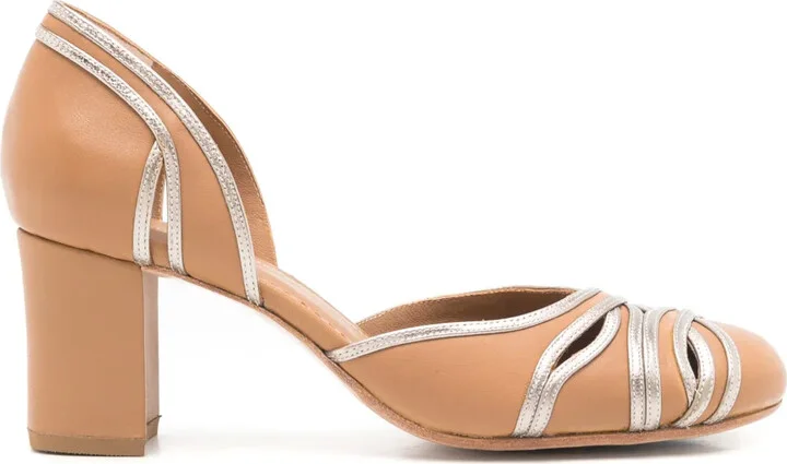 Brive 55mm metallic-trim leather pumps