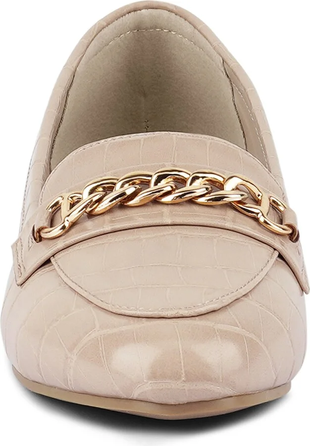 Bro Zone Croc Embossed Chain Detail Loafer - Image 3