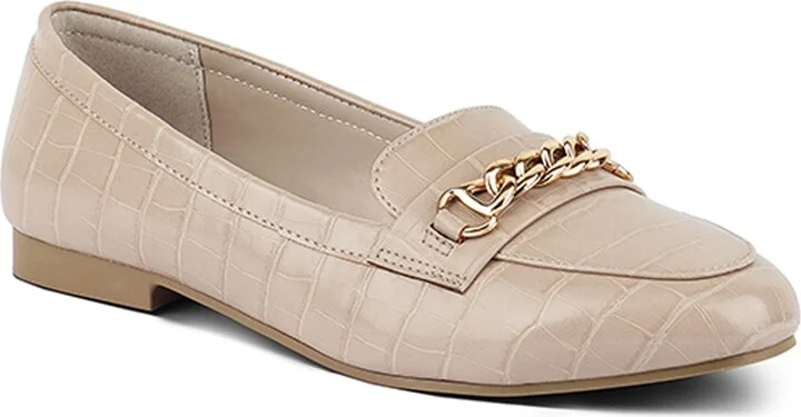 Bro Zone Croc Embossed Chain Detail Loafer