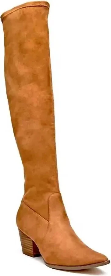 Broadway Over The Knee Boots In Camel