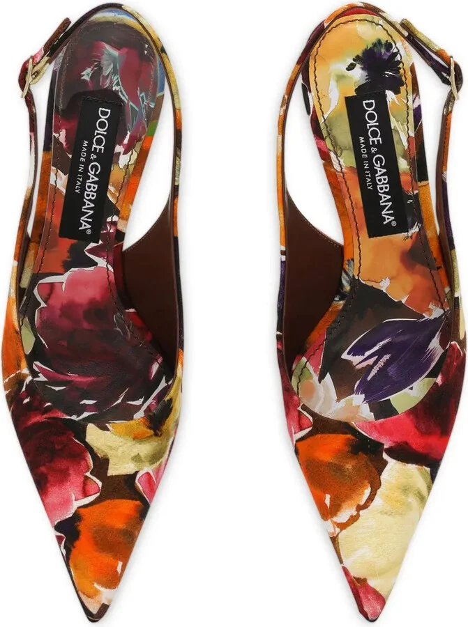 Brocade Leather Slingback Pumps - Image 4