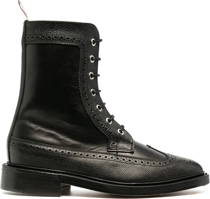 Brogue-Detail Combat Boots
