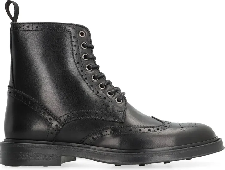 Brogue-Detail Lace-Up Boots