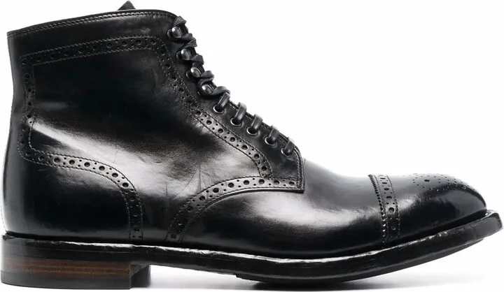 Brogue-Detail Leather Ankle Boots