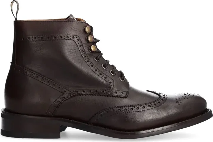 Brogue-Detail Leather Boots
