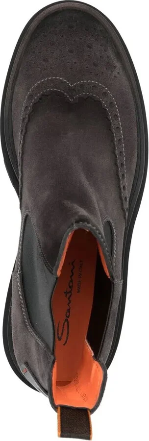 Brogue-Detail Suede Boots - Image 4