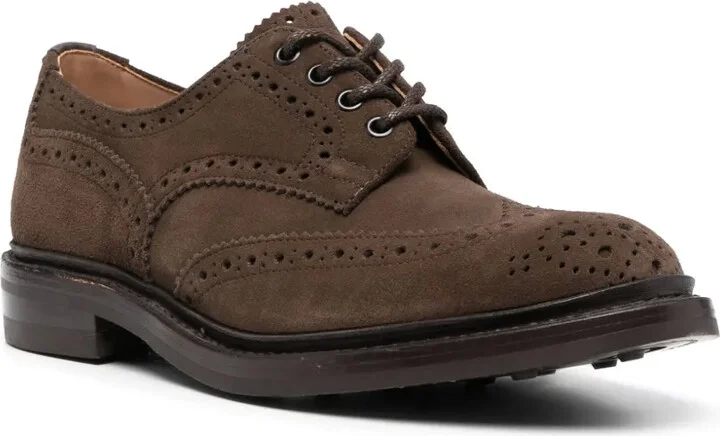 brogue-detail suede Derby shoes - Image 2
