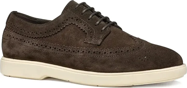 Brogue-Detail Suede Derby Shoes