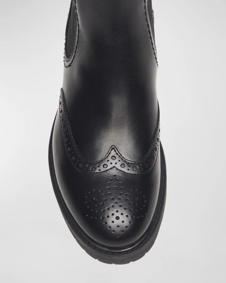 Brogue Leather Chelsea Ankle Booties - Image 2