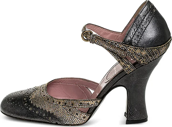 brogue leather Mary Jane pumps