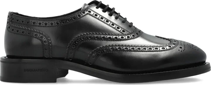 brogue-style leather Oxford shoes