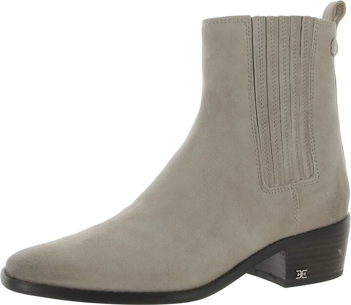 Bronson Womens Suede Stacked Heel Ankle Boots