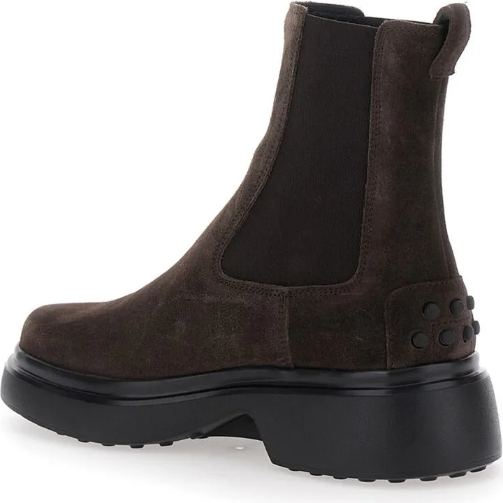 Bronw Ankle Boots With Elastic Details On The Side And Chunky Sole In Suede Woman - Image 3