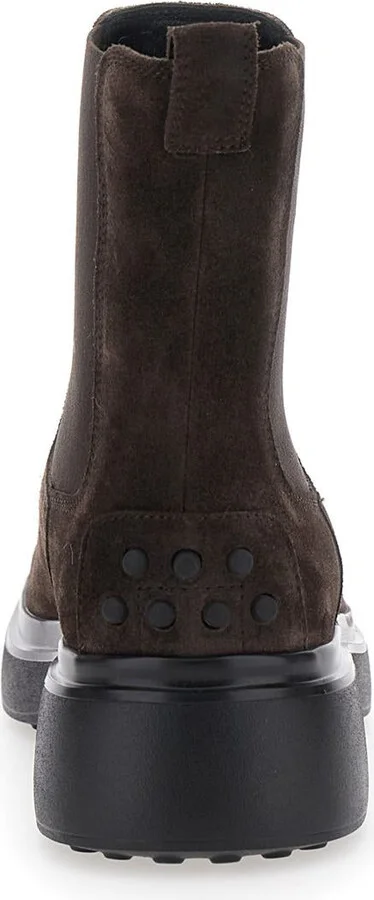 Bronw Ankle Boots With Elastic Details On The Side And Chunky Sole In Suede Woman - Image 4