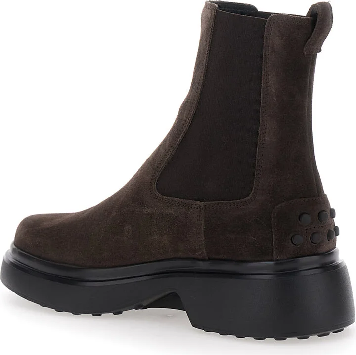 Bronw Ankle Boots With Elastic Details On The Side And Chunky Sole In Suede Woman - Image 3