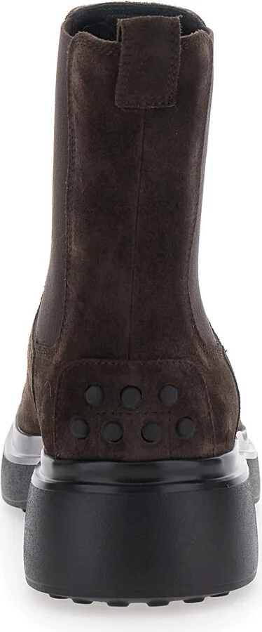 Bronw Ankle Boots With Elastic Details On The Side And Chunky Sole In Suede Woman - Image 4