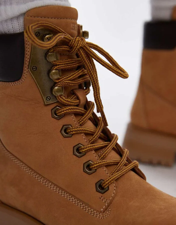 Bronx Qui-nn lace up ankle boots in mustard waxy nubuck - Image 3