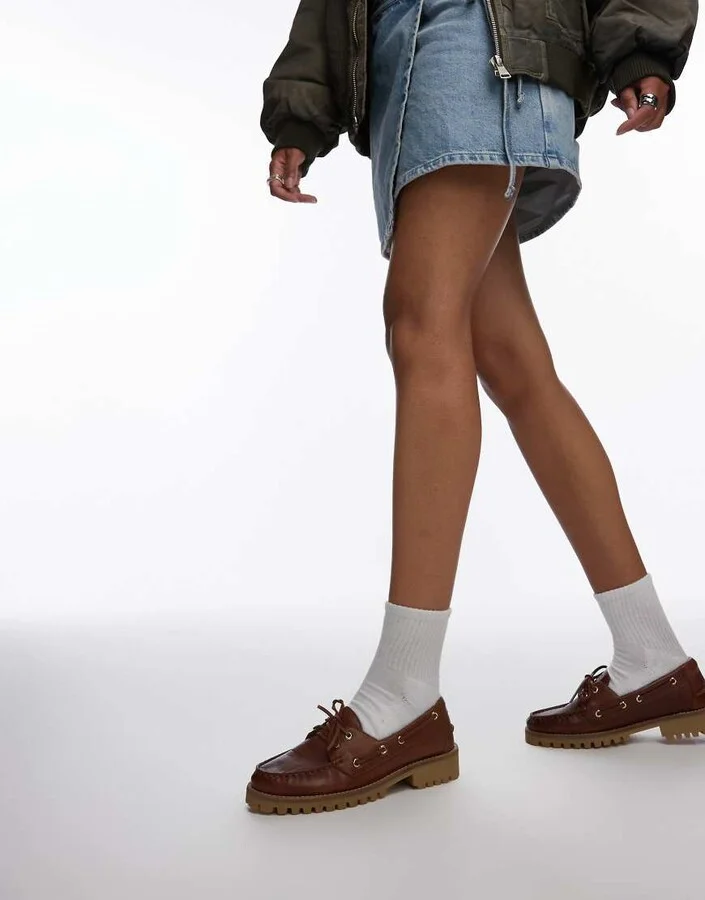 Bronx Sie-nna boat shoes in coffee bean vintage leather - Image 2