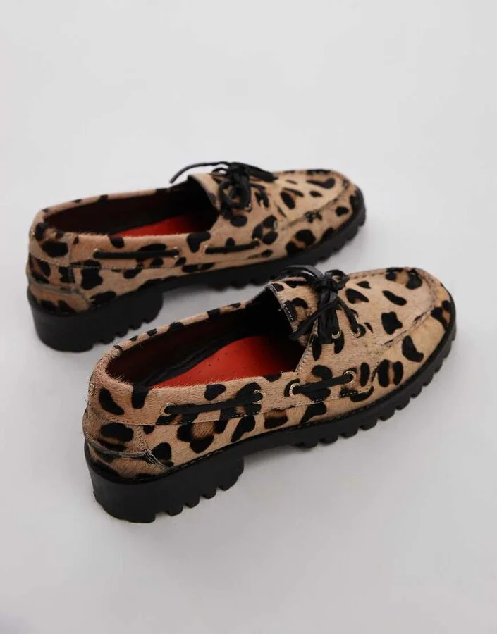 Bronx Sie-nna boat shoes in leopard print hairy leather - Image 2