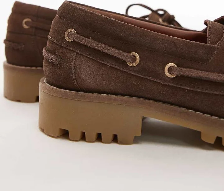 Bronx Sie-nna woven boat shoes in chocolate suede - Image 2