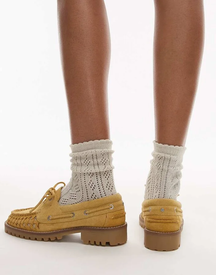 Bronx Sie-nna woven boat shoes in yellow suede - Image 2