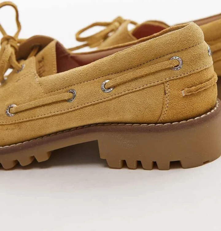 Bronx Sie-nna woven boat shoes in yellow suede - Image 3