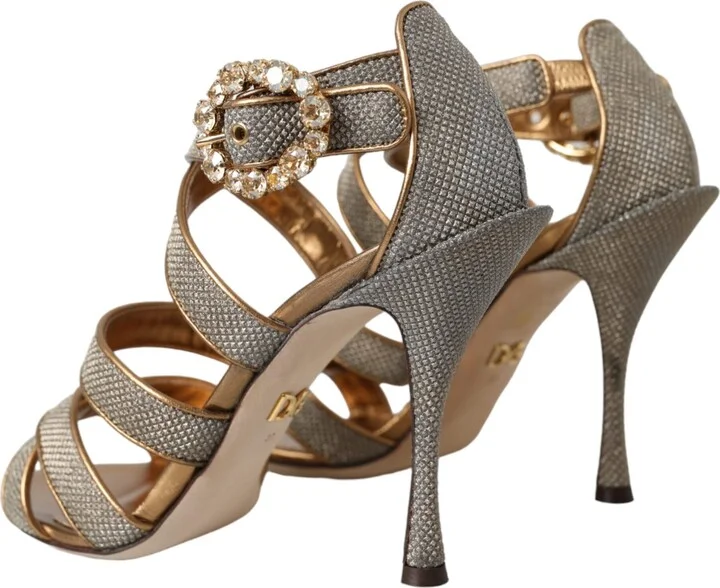 Bronze Crystal Strap Heels Sandals Women's Shoes - Image 4