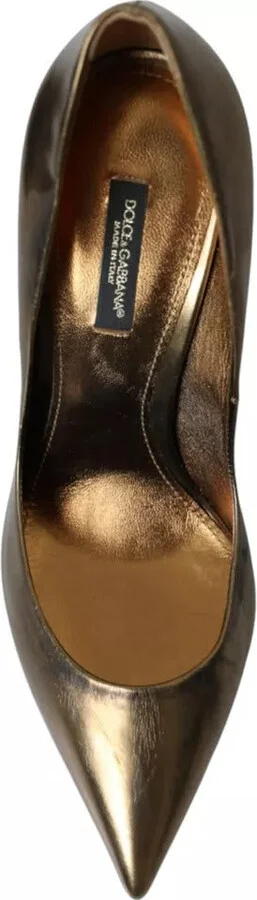 Bronze Leather Embellished Heels Pumps Women's Shoes (Pre-Owned) - Image 5