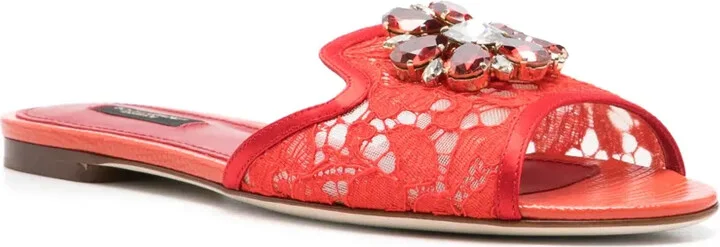 Brooch-Detail Lace Slides - Image 2